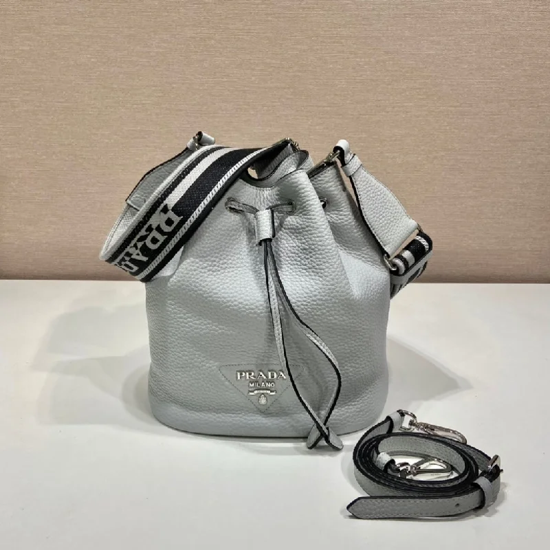 Prada Bucket Bag Grey For Women. Women-s Bags 9.8in/25cm