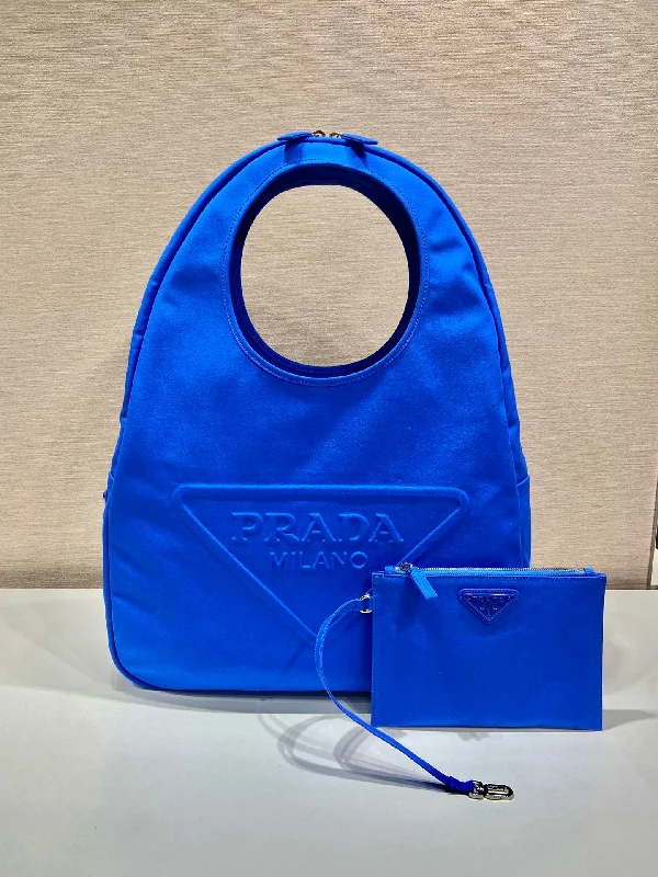 Prada Canvas Hobo Bag Blue For Women. Women-s Bags 25.6in/65cm 2VY005_010_F0215_V_OLO