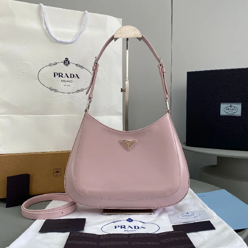 Prada Cleo Brushed Shoulder Bag Pink For Women. Women-s Bags 11.8in/30cm