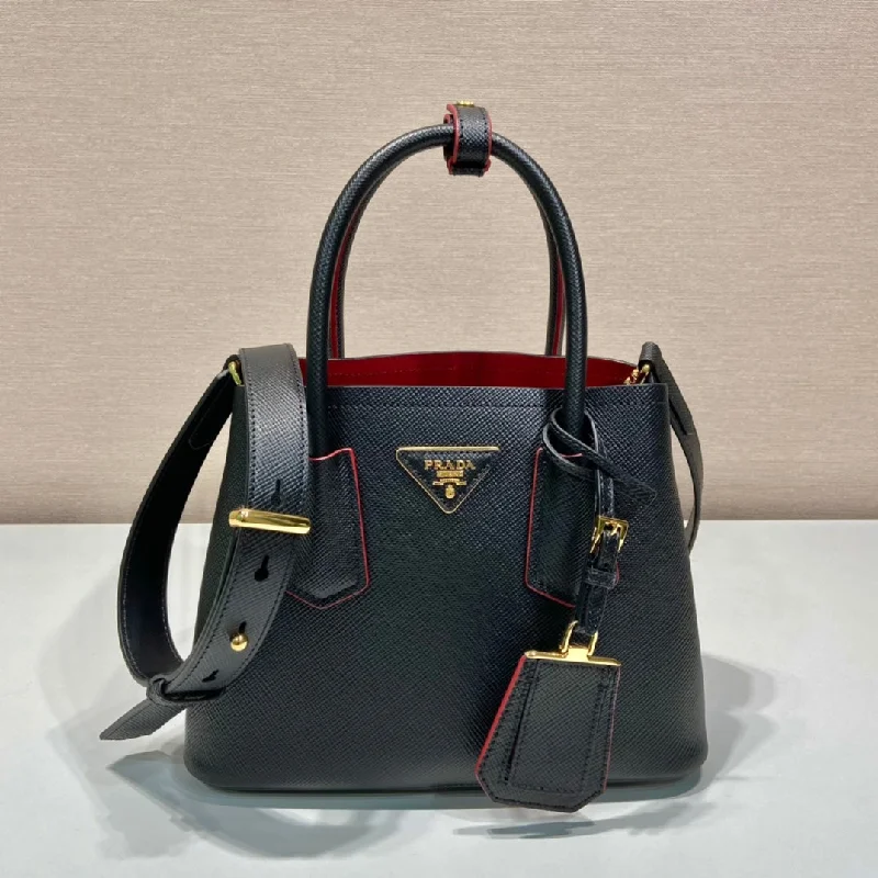 Prada Double Saffiano Mini Bag Black For Women. Women-s Bags 9.8in/25cm 1BG443_2A4A_F0LJ4_V_XOO