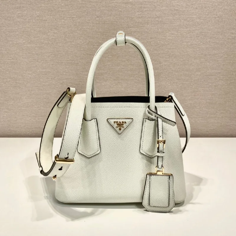 Prada Double Saffiano Mini Bag White For Women. Women-s Bags 9.8in/25cm 1BG443_2A4A_F0G3Z_V_XOO