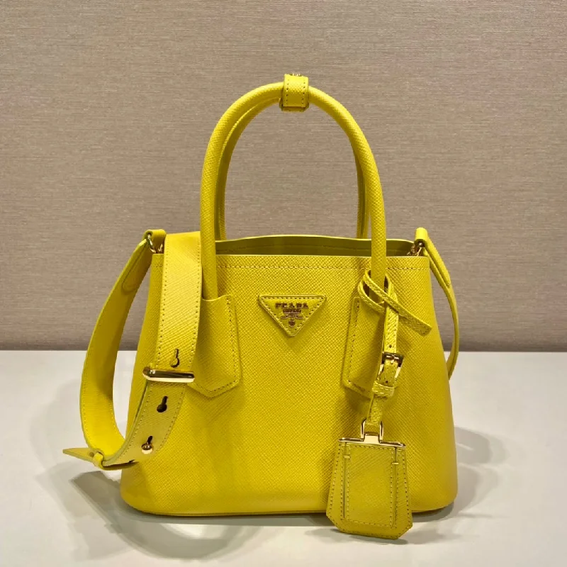 Prada Double Saffiano Mini Bag Yellow For Women. Women-s Bags 9.8in/25cm 1BG443_2A4A_F0377_V_XOO