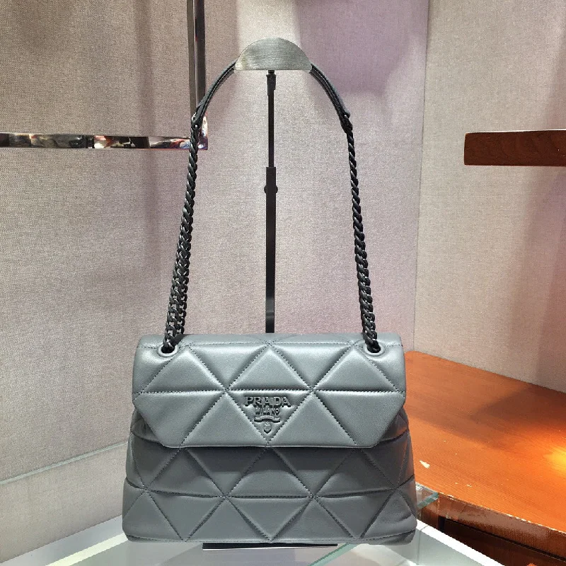 Prada Large Nappa Spectrum Bag Grey For Women. Women-s Bags 10.6in/27cm 1BD231_WDF0_F0LU5_V_OOO