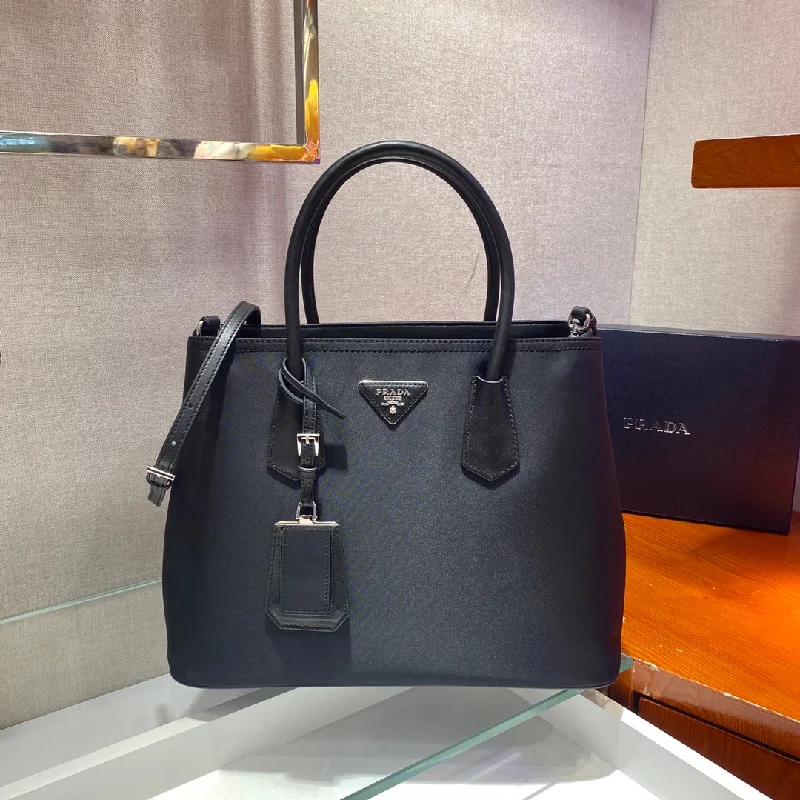 Prada Medium Saffiano Double Bag Black For Women. Women-s Bags 13in/33cm 1BG775_2A4A_F0LJ4_V_OOO