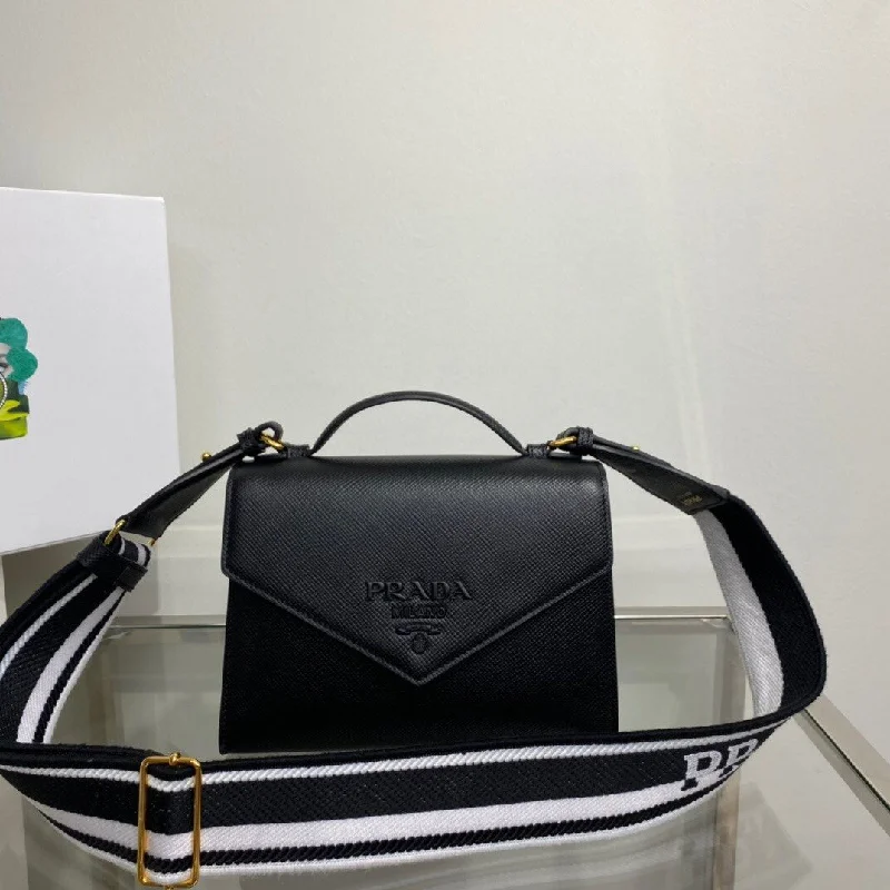 Prada Monochrome Saffiano Bag Black For Women. Women-s Bags 8.2in/21cm 1BD317_2ERX_F0002_V_3O3