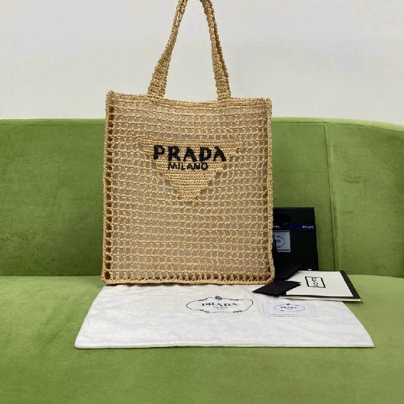 Prada Raffia Tote Bag Beige For Women. Women-s Bags 14.9in/38cm