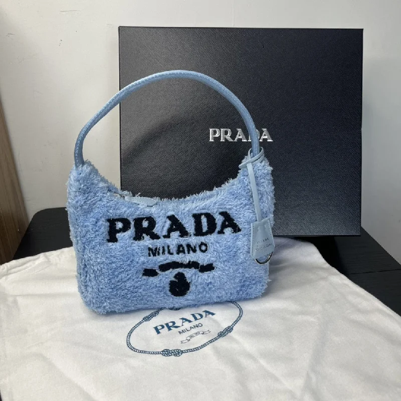 Prada Re-Edition 2000 Terry Mini-Bag Blue For Women. Women-s Bags 8.6in/22cm 1NE515_2DXO_F0D4O