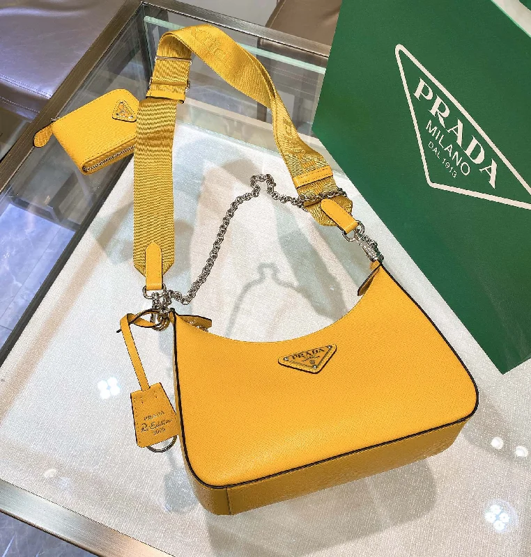 Prada Re-Edition 2005 Re-Nylon Mini Bag Yellow For Women. Women-s Bags 8.6in/22cm