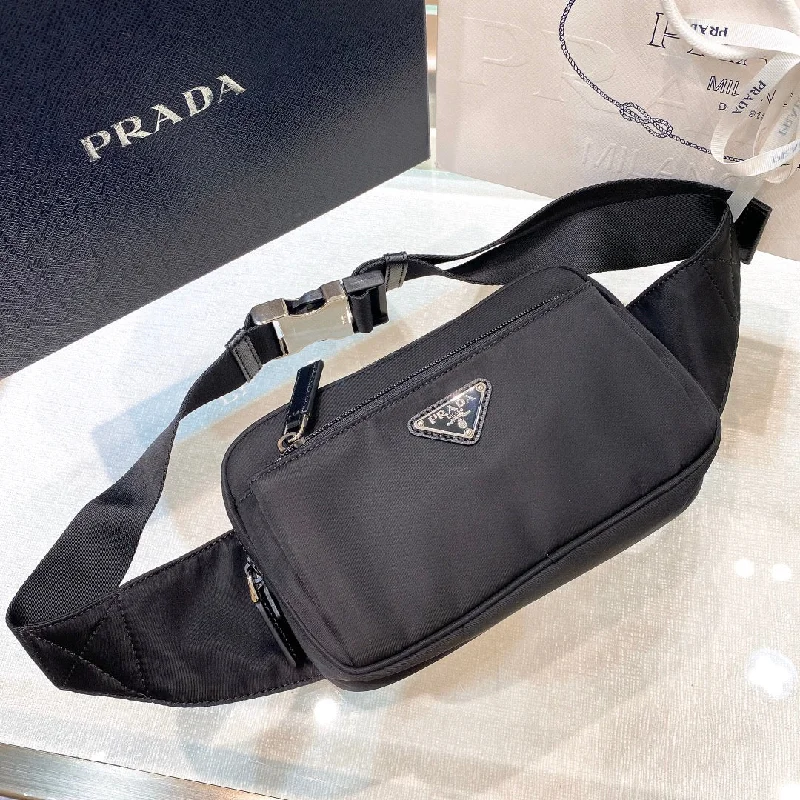 Prada Re-Nylon And Saffiano Belt Bag Black For Women. Women-s Bags 8.2in/21cm 2VL977_2DMG_F0002_V_WOO