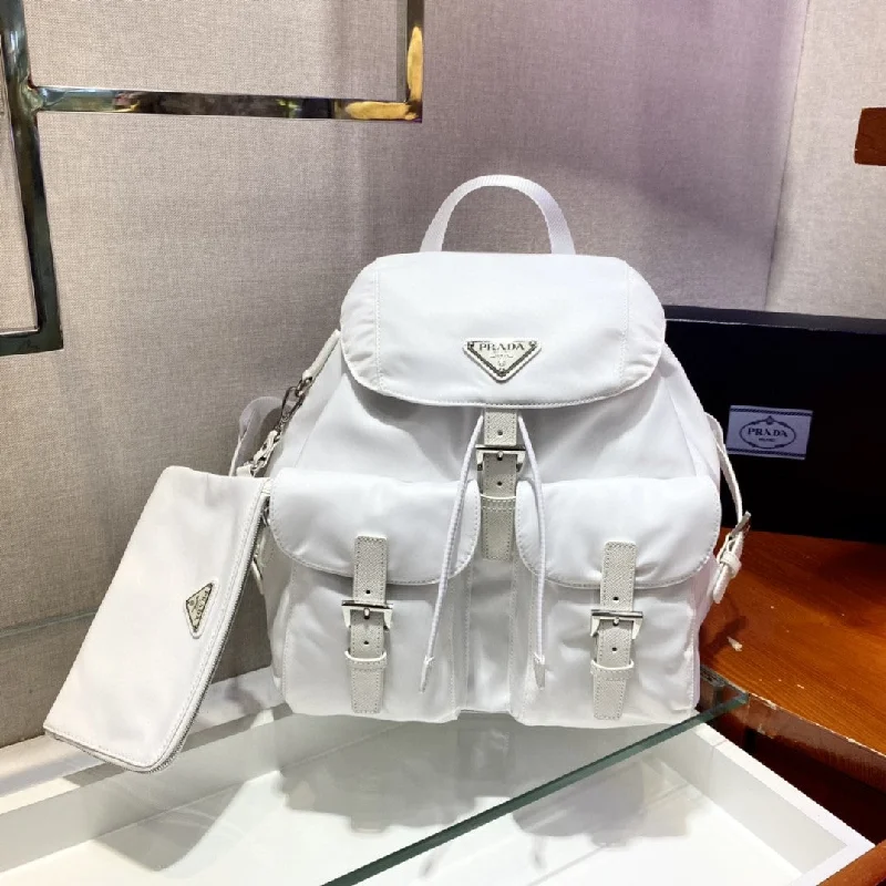 Prada Re-Nylon Medium Backpack White For Women. Women-s Bags 12.6in/32cm 1BZ811_RV44_F0009_V_OTO