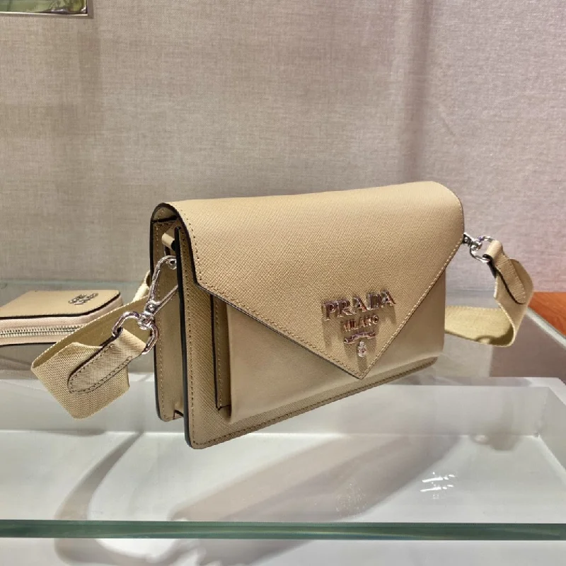 Prada Saffiano Mini Envelope Bag Beige For Women. Women-s Bags 7.9in/20cm