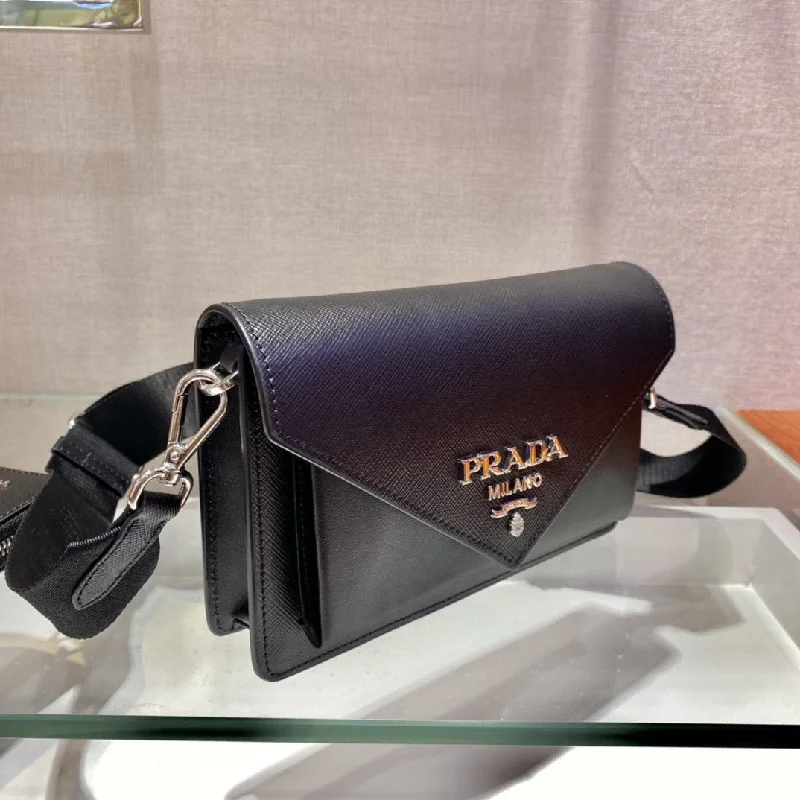 Prada Saffiano Mini Envelope Bag Black For Women. Women-s Bags 7.9in/20cm 1BP020_2EVU_F0002_V_N2O