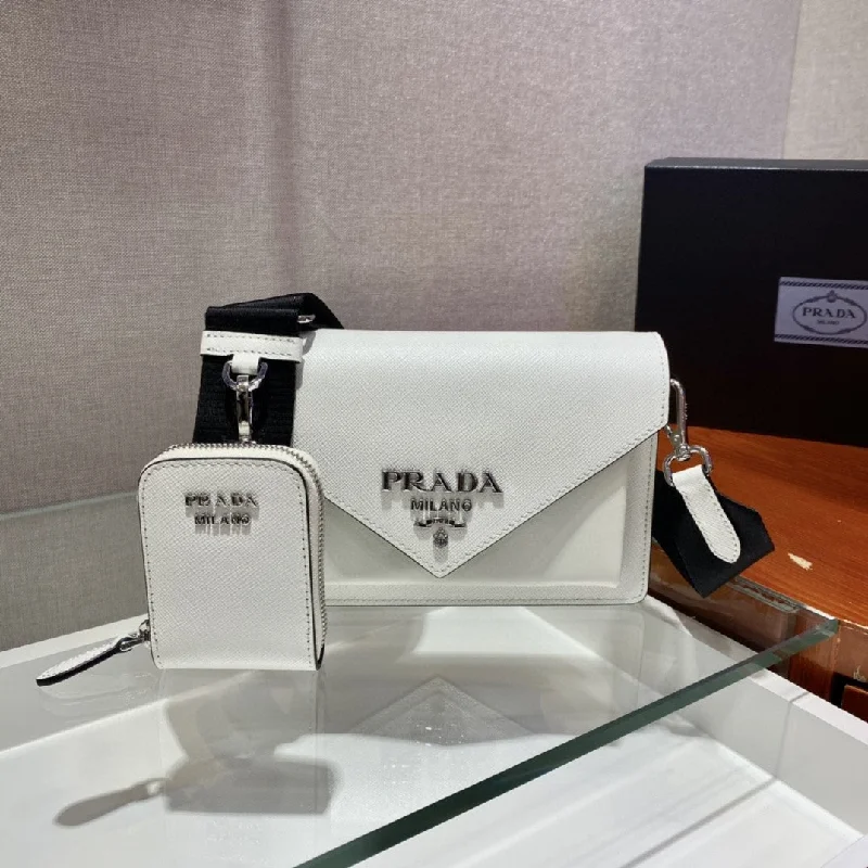 Prada Saffiano Mini Envelope Bag White For Women. Women-s Bags 7.9in/20cm 1BP020_2EVU_F0009_V_N2O