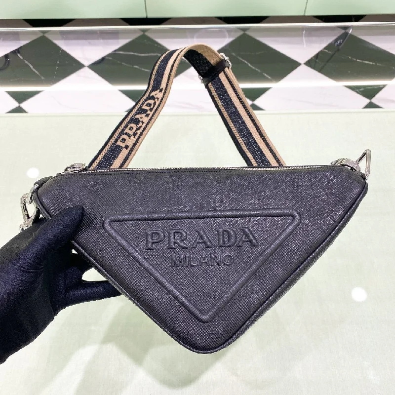 Prada Saffiano Triangle Bag Black  For Women. Women-s Bags 11in/28cm 2VH155_2FAD_F0002_V_OOO