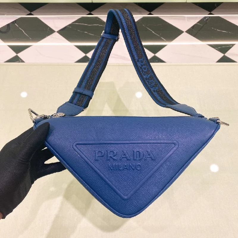 Prada Saffiano Triangle Bag Blue For Women. Women-s Bags 11in/28cm 2VH155_2FAD_F0016_V_OOO