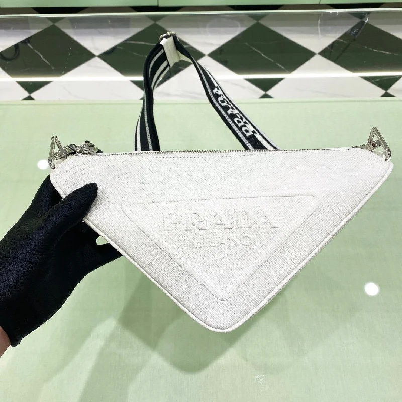 Prada Saffiano Triangle Bag White For Women. Women-s Bags 11in/28cm 2VH155_2FAD_F0009_V_OOO