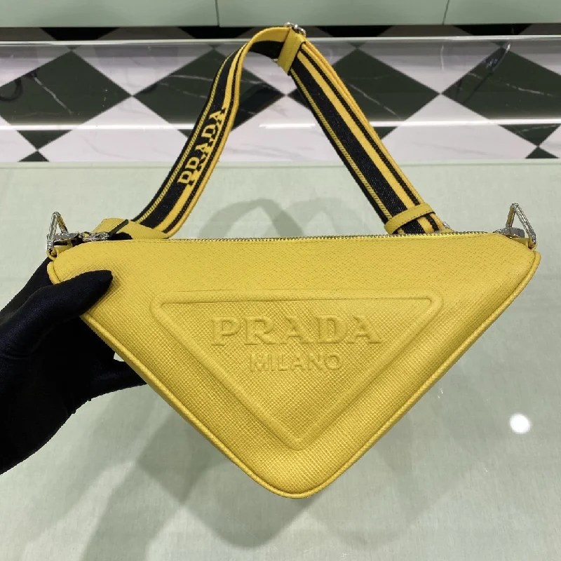 Prada Saffiano Triangle Bag Yellow For Women. Women-s Bags 11in/28cm 2VH155_2FAD_F0377_V_OOO