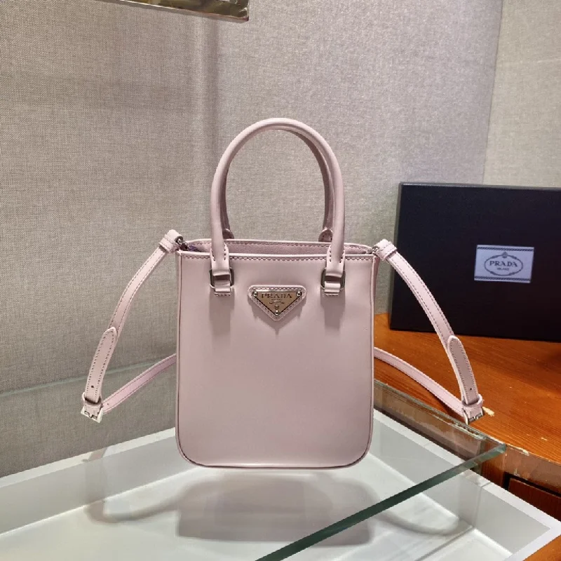 Prada Small Brushed Tote Pink For Women. Women-s Bags 6.9in/18cm 1BA331_ZO6_F0E18_V_OOO