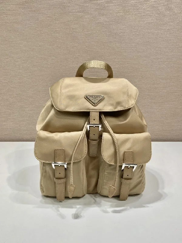 Prada Small Re-Nylon Backpack Beige For Women. Women-s Bags 11in/28cm 1BZ677_RV44_F0F24_V_OOO