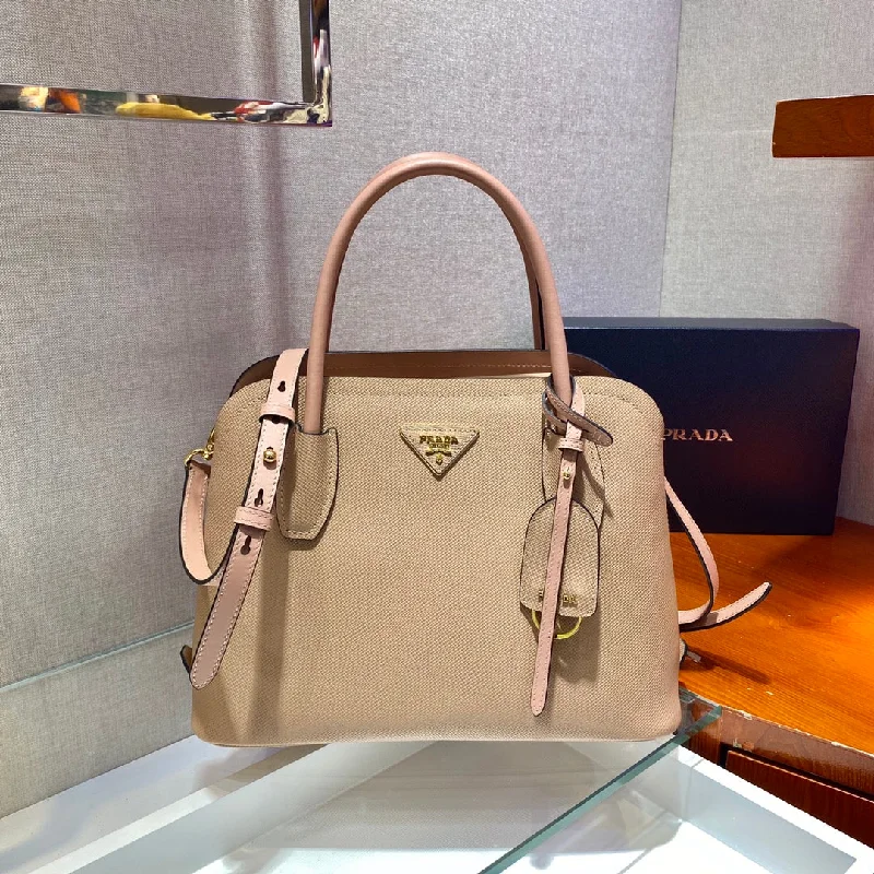 Prada Small Saffiano Double Prada Bag Beige For Women. Women-s Bags 12.2in/31cm