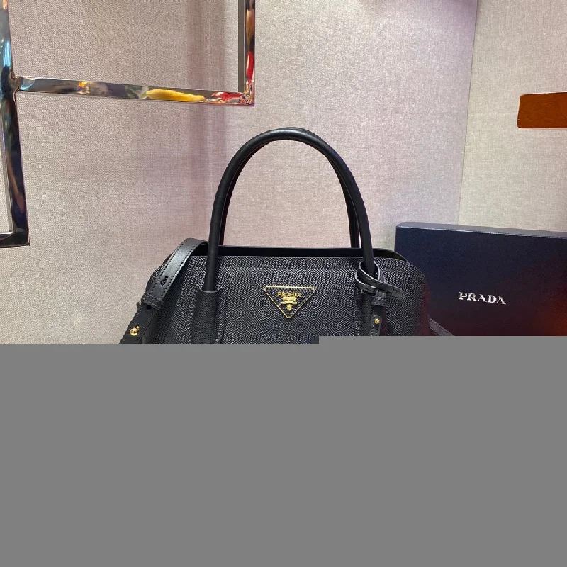 Prada Small Saffiano Double Prada Bag Black For Women. Women-s Bags 12.2in/31cm 1BG887_2A4A_F0LJ4_V_OOO