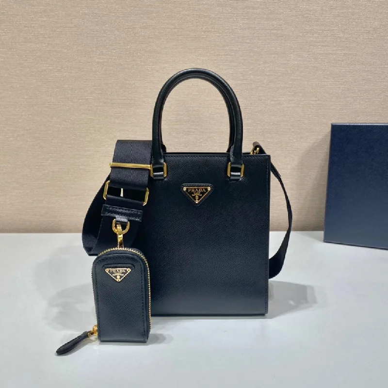 Prada Small Saffiano Handbag Black For Women. Women-s Bags 7.5in/19cm