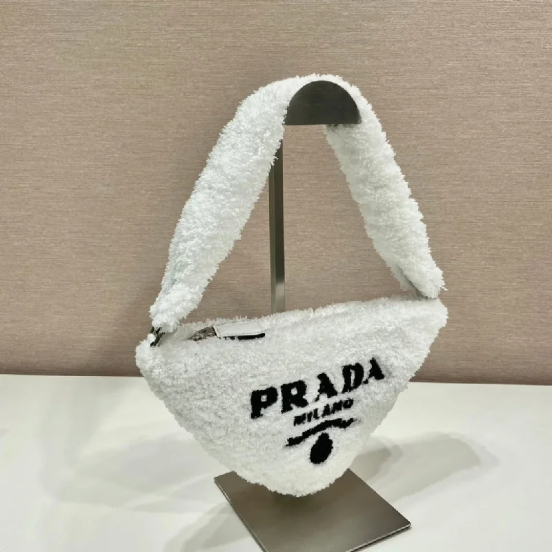 Prada Terrycloth Pouch White For Women. Women-s Bags 10in/26cm