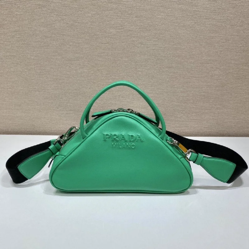 Prada Triangle Bag Green For Women. Women-s Bags 9.8in/25cm 1BB082_2BYA_F0458_V_NEO