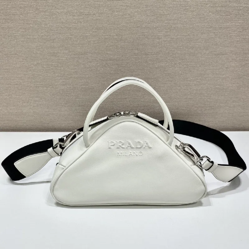 Prada Triangle Bag White For Women. Women-s Bags 9.8in/25cm 1BB082_2BYA_F0009_V_NEO