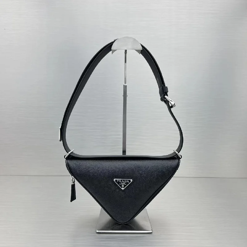 Prada Triangle Mini Bag Black For Women. Women-s Bags 9.8in/25cm